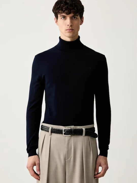 Zdjęcie produktu Trussardi sweter męski z wiskozą granatowy