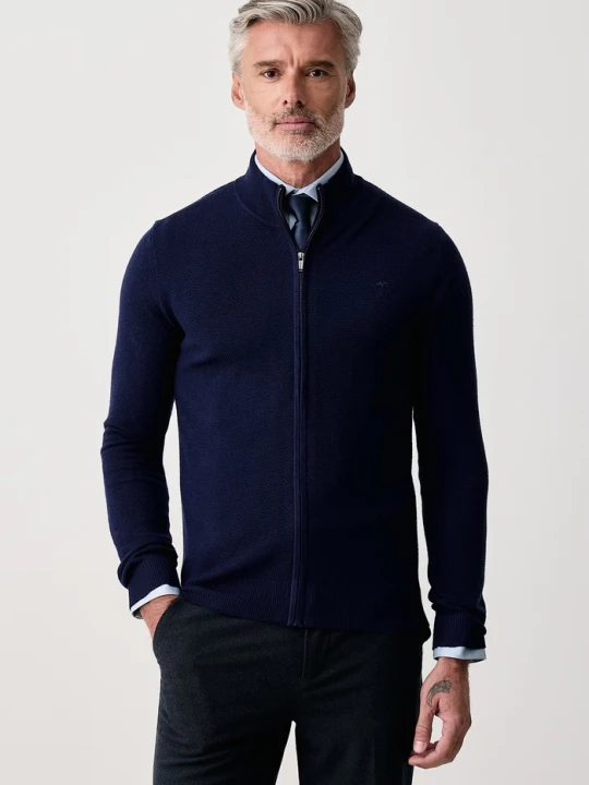 Zdjęcie produktu Trussardi sweter rozpinany męski wełniany granatowy