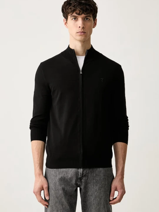 Zdjęcie produktu Trussardi sweter rozpinany męski z wiskozą czarny