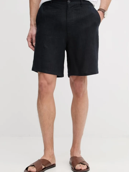 Zdjęcie produktu Trussardi szorty chino męskie lniane granatowy