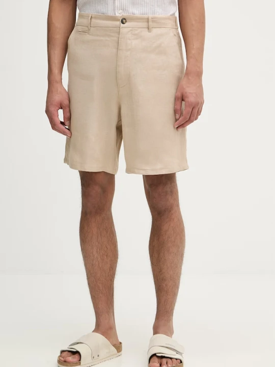 Zdjęcie produktu Trussardi szorty chino męskie lniane beżowy