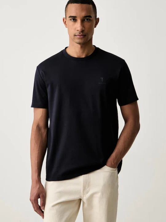Zdjęcie produktu Trussardi T-shirt basic męski bawełniany z elastanem granatowy