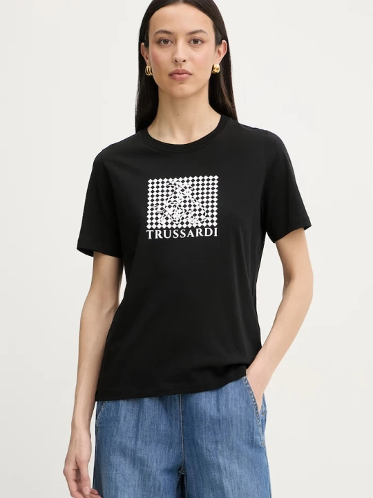Zdjęcie produktu Trussardi T-shirt damski bawełniany czarny