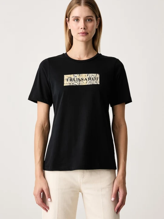 Zdjęcie produktu Trussardi T-shirt damski bawełniany czarny