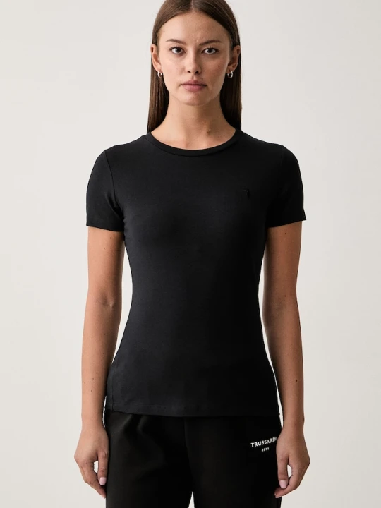 Zdjęcie produktu Trussardi T-shirt damski z bawełną czarny