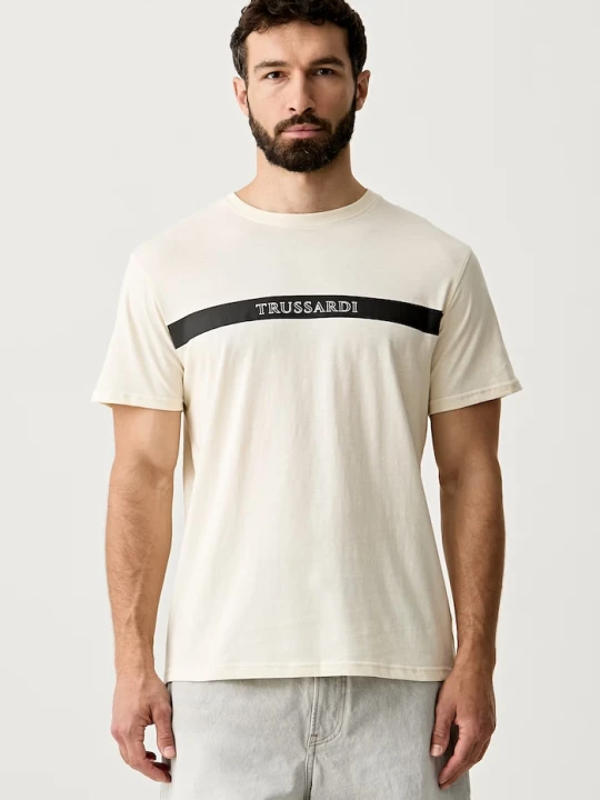 Zdjęcie produktu Trussardi T-shirt męski bawełniany beżowy