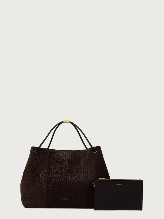 Zdjęcie produktu Trussardi torebka shopper damska skórzana brązowy