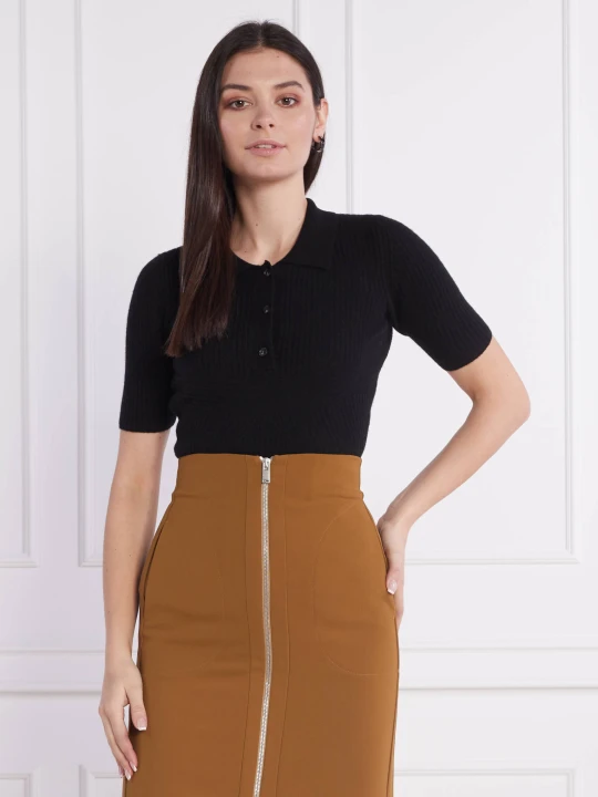 Zdjęcie produktu Trussardi Wełniane polo | Slim Fit | z dodatkiem kaszmiru czarny
