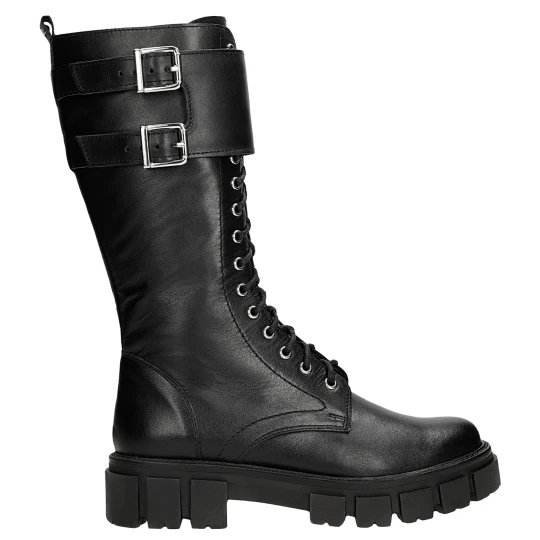 Zdjęcie produktu Czarne wysokie trzewiki biker 64131-51 Wojas