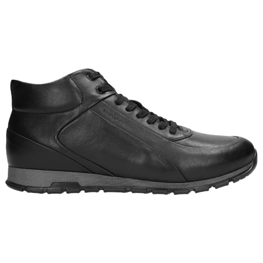 Zdjęcie produktu Czarne wysokie sneakersy męskie ze skóry licowej 9166-51 Wojas