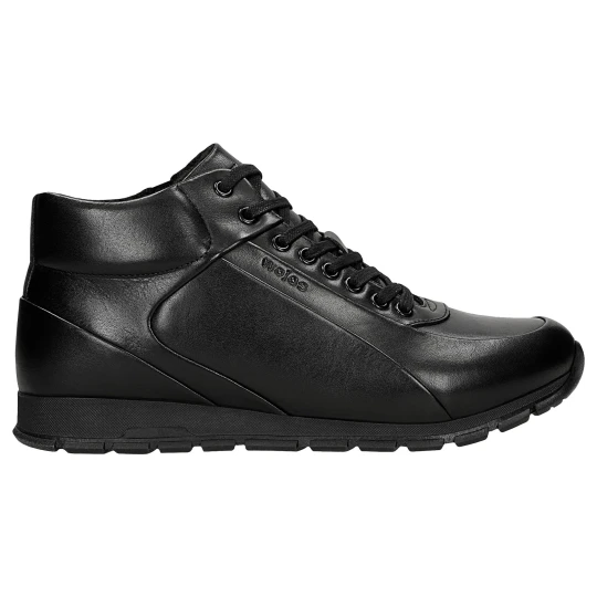 Zdjęcie produktu Czarne wysokie sneakersy męskie ze skóry licowej 24151-51 Wojas