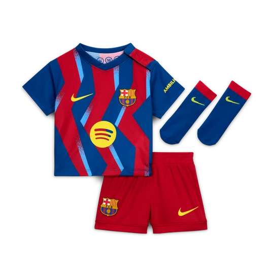 Zdjęcie produktu Trzyczęściowy strój piłkarski dla niemowląt i maluchów Nike FC Barcelona Stadium 2025 / 26 (wersja czwarta) – replika - Niebieski