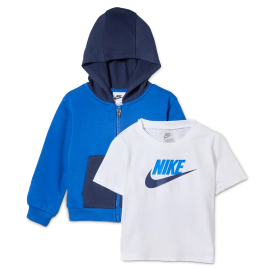 Zdjęcie produktu Trzyczęściowy zestaw z bluzą z kapturem i T-shirtem Lifestyle dla niemowląt (12–24 M) Nike - Niebieski