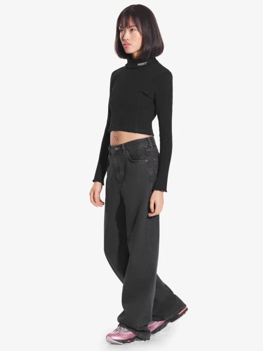 Zdjęcie produktu Turtleneck Ribbed longsleeve damski czarny PROSTO.