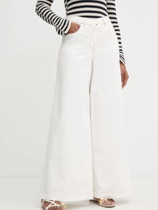 Zdjęcie produktu Twinset jeansy wide leg damskie beżowy