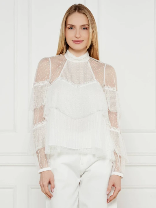 Zdjęcie produktu TWINSET Koronkowa bluzka | Regular Fit ecru