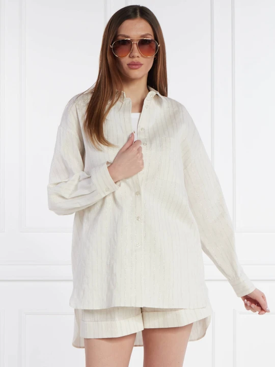 Zdjęcie produktu TWINSET Koszula CAMICIONE | Relaxed fit | z dodatkiem lnu beżowy
