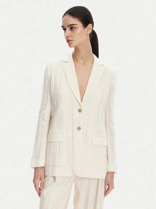 Zdjęcie produktu TWINSET Marynarka 251TT2140 Écru Slim Fit Kremowy