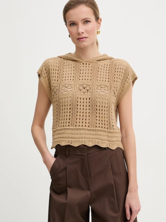 Zdjęcie produktu Twinset sweter bawełniany brązowy