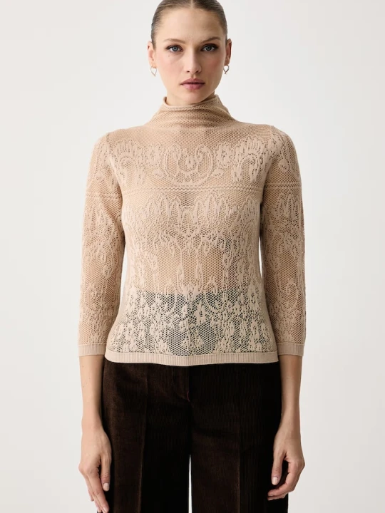 Zdjęcie produktu Twinset sweter damski z bawełną beżowy