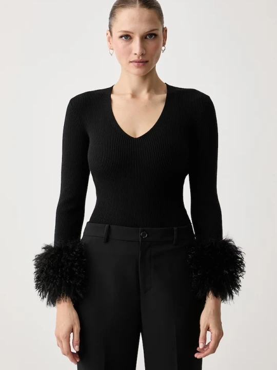 Zdjęcie produktu Twinset sweter damski z dodatkiem wełny czarny