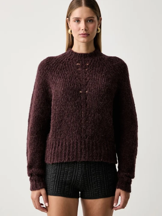 Zdjęcie produktu Twinset sweter damski z wełną bordowy