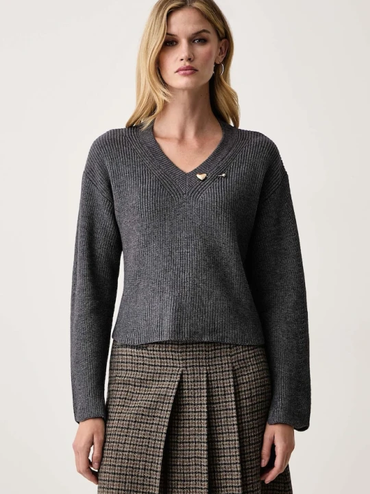 Zdjęcie produktu Twinset sweter damski z wełną szary