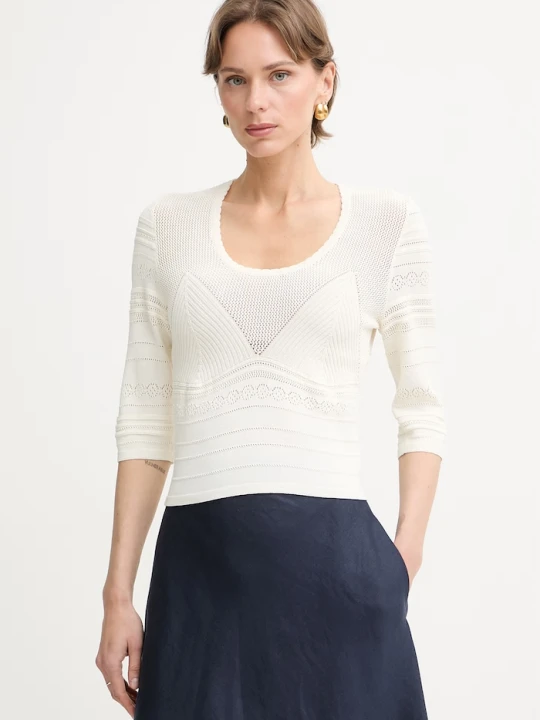 Zdjęcie produktu Twinset sweter damski z wiskozą beżowy