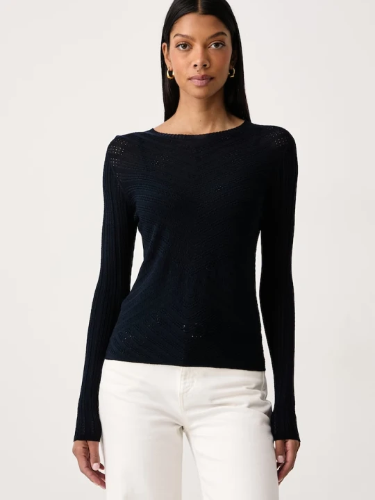 Zdjęcie produktu Twinset sweter damski z wiskozą granatowy