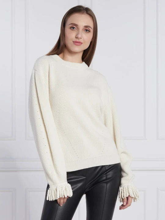 Zdjęcie produktu TWINSET Sweter | Regular Fit | z dodatkiem wełny i kaszmiru biały