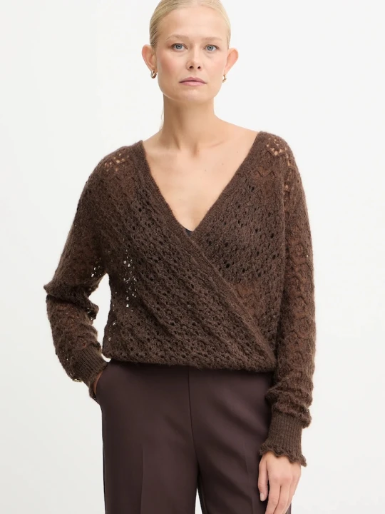 Zdjęcie produktu Twinset sweter z dodatkiem moheru brązowy
