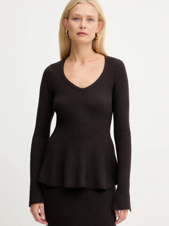 Zdjęcie produktu Twinset sweter z dodatkiem wełny brązowy