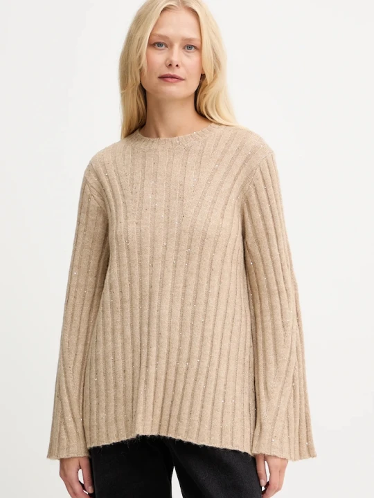 Zdjęcie produktu Twinset sweter z dodatkiem wełny beżowy