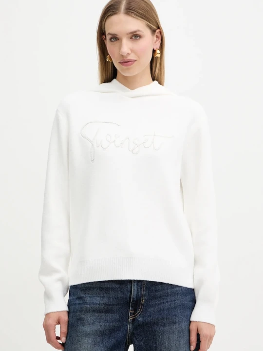 Zdjęcie produktu Twinset sweter z domieszką wełny biały