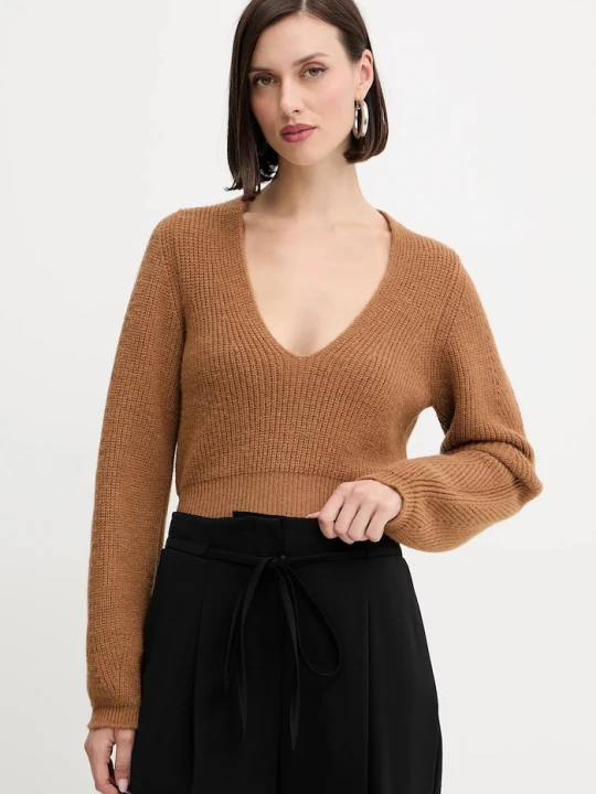 Zdjęcie produktu Twinset sweter z wełną brązowy