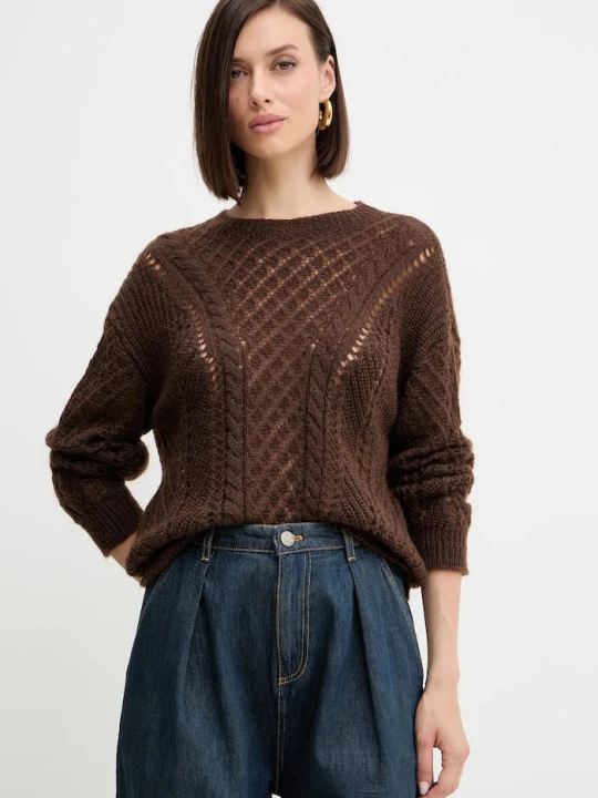 Zdjęcie produktu Twinset sweter z wełną brązowy