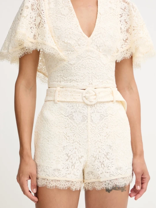Zdjęcie produktu Twinset szorty eleganckie damskie koronkowe beżowy