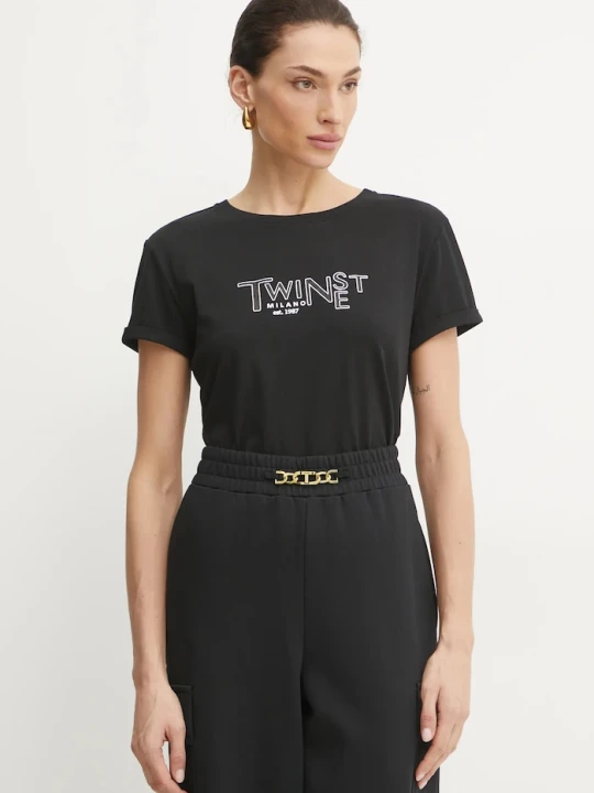 Zdjęcie produktu Twinset t-shirt bawełniany czarny