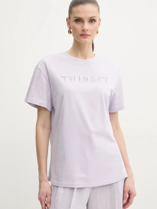 Zdjęcie produktu Twinset t-shirt bawełniany fioletowy