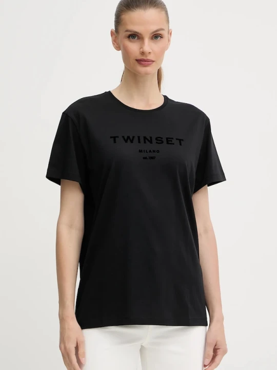 Zdjęcie produktu Twinset t-shirt bawełniany czarny