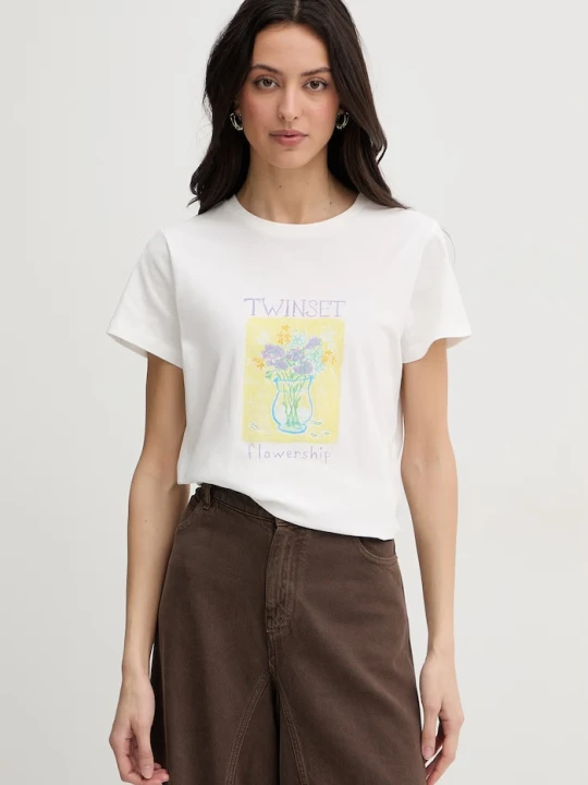Zdjęcie produktu Twinset t-shirt damski bawełniany biały