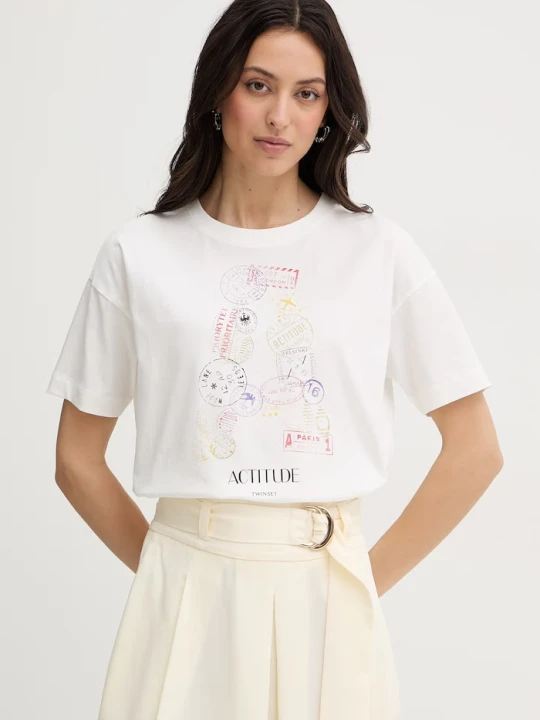 Zdjęcie produktu Twinset t-shirt damski bawełniany biały