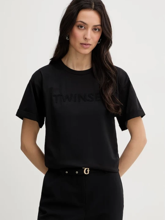 Zdjęcie produktu Twinset t-shirt damski bawełniany czarny
