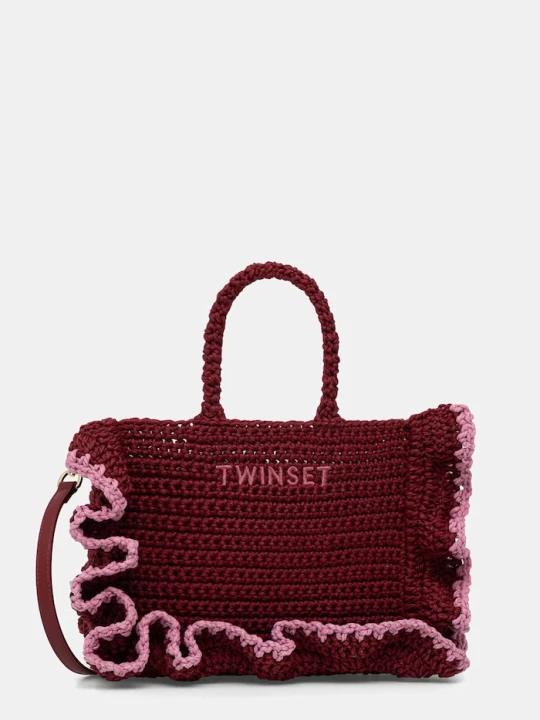 Zdjęcie produktu Twinset torebka crossbody damska pleciona bordowy