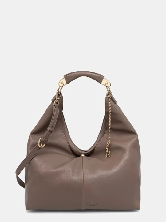 Zdjęcie produktu Twinset torebka hobo damska z imitacji skóry brązowy
