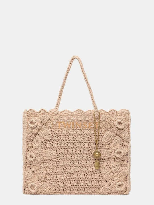 Zdjęcie produktu Twinset torebka shopper damska pleciona beżowy