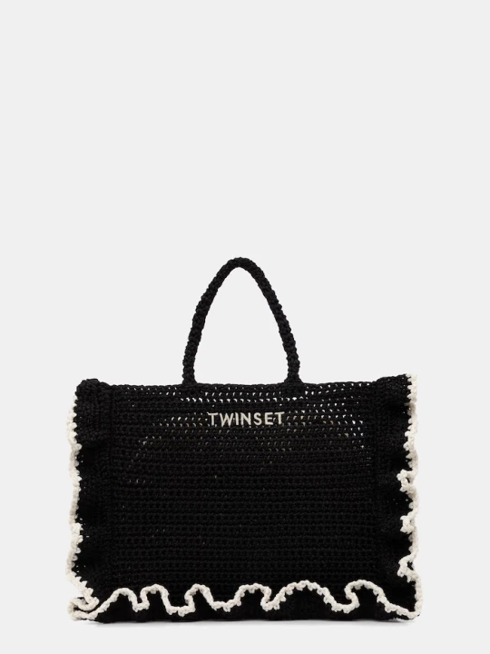 Zdjęcie produktu Twinset torebka shopper damska pleciona czarny