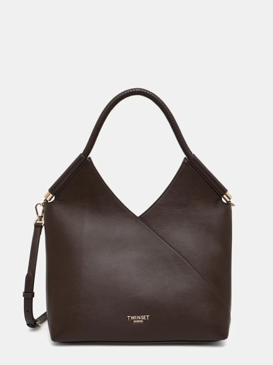 Zdjęcie produktu Twinset torebka shopper damska z imitacji skóry brązowy