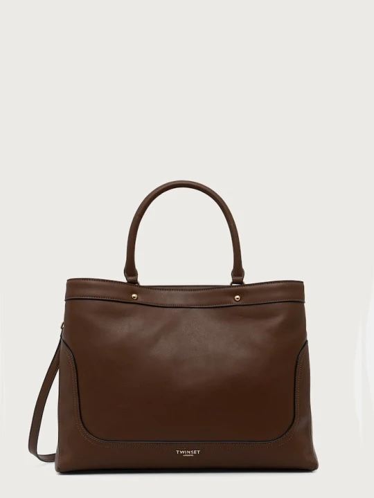 Zdjęcie produktu Twinset torebka shopper damska z imitacji skóry brązowy