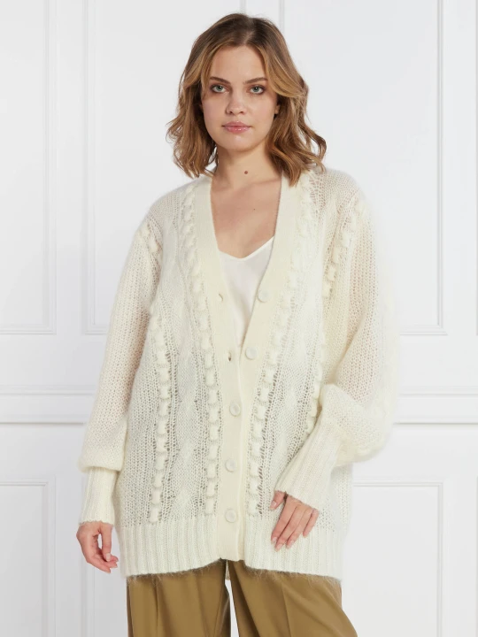 Zdjęcie produktu TWINSET Wełniany kardigan | Relaxed fit biały
